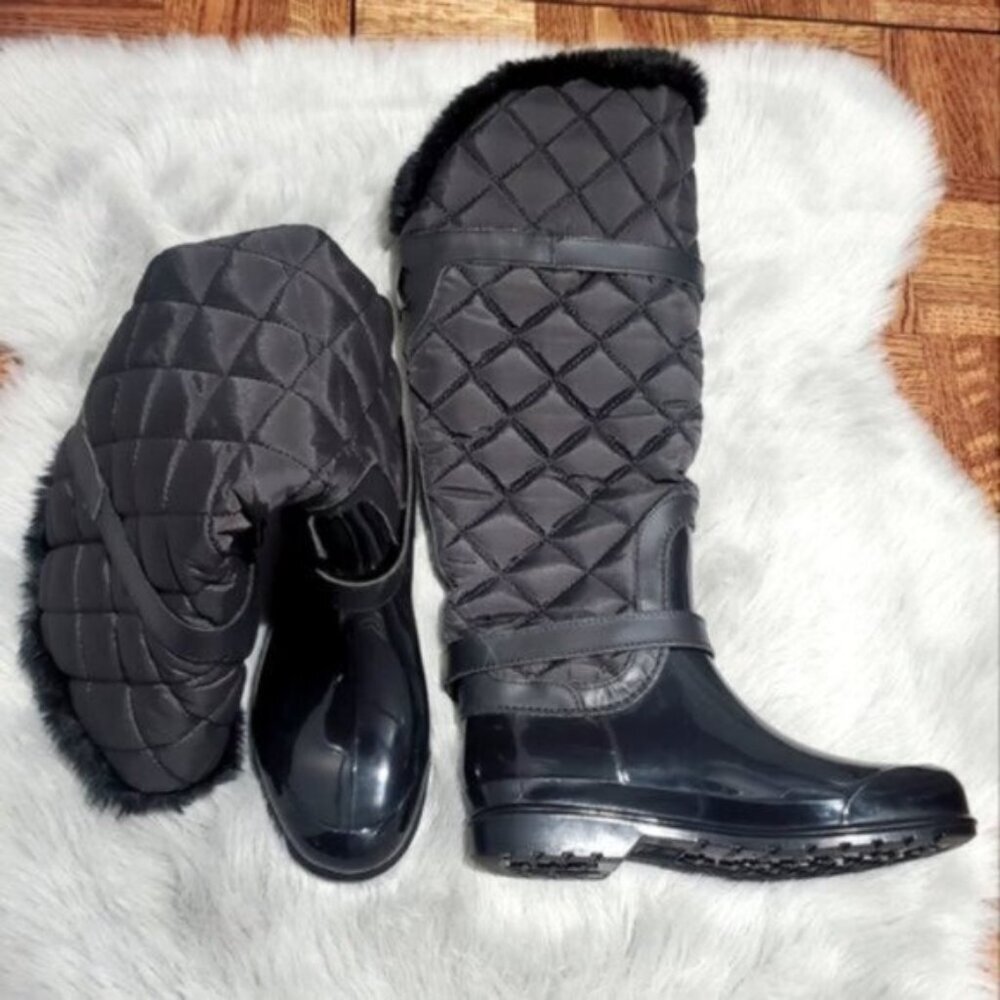 New Michael Kors Quilted Shearling Winter Belted Riding Fulton Boots